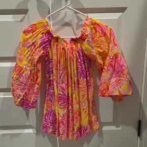 Lilly Pulitzer Vibrant Pink and Yellow Blouse